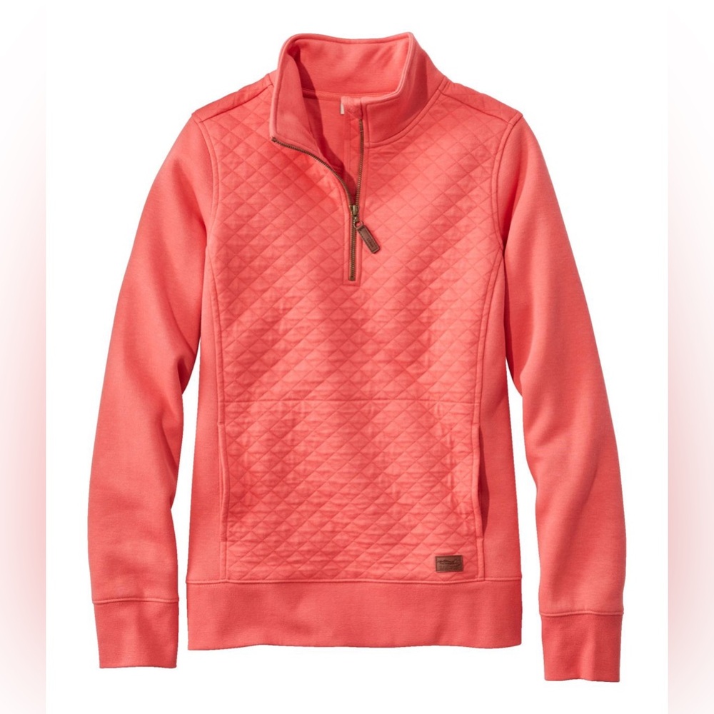 L.L. Bean Pink Quilted Half-Zip Sweatshirt